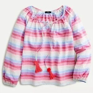 J. Crew Pink and Blue Striped Rainbow Blouse